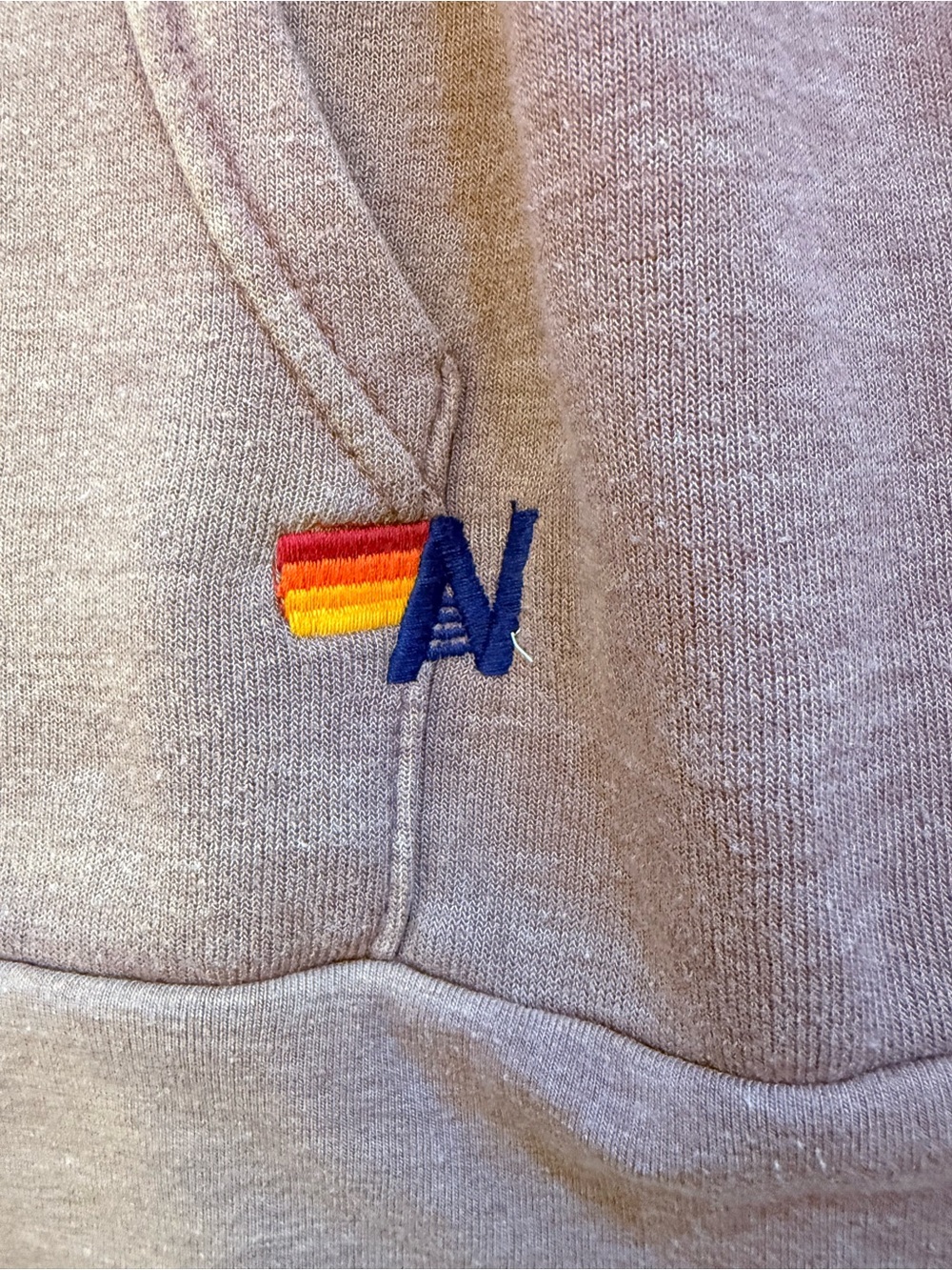 Aviator Nation Faded Mocha Hoodie with Signature Five-Stripes - Picture 7 of 7